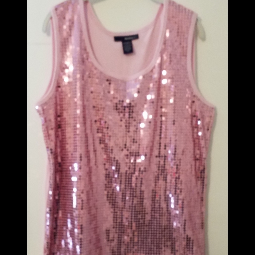 Denim 24/7 Pink Sequin Tank Sz XL